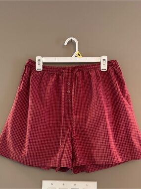 Red Plaid Cotton Sleep Shorts Boxer